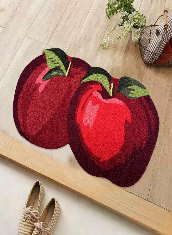 ABREEZE Lovely Fruit Rugs, Apple Shaped Area Rugs, Christmas Rug, Lovely Child Rugs, Non-Slip Washable Soft Door Mat for Living Room, Bedroom, Nursery and Kitchen,red,17.7"x31.5" - Image 1